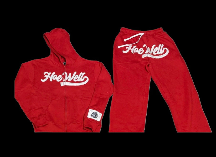 HoeWell Distressed Zipper Jogger Set