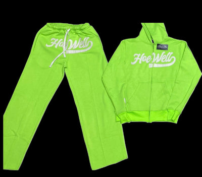 HoeWell Distressed Zipper Jogger Set